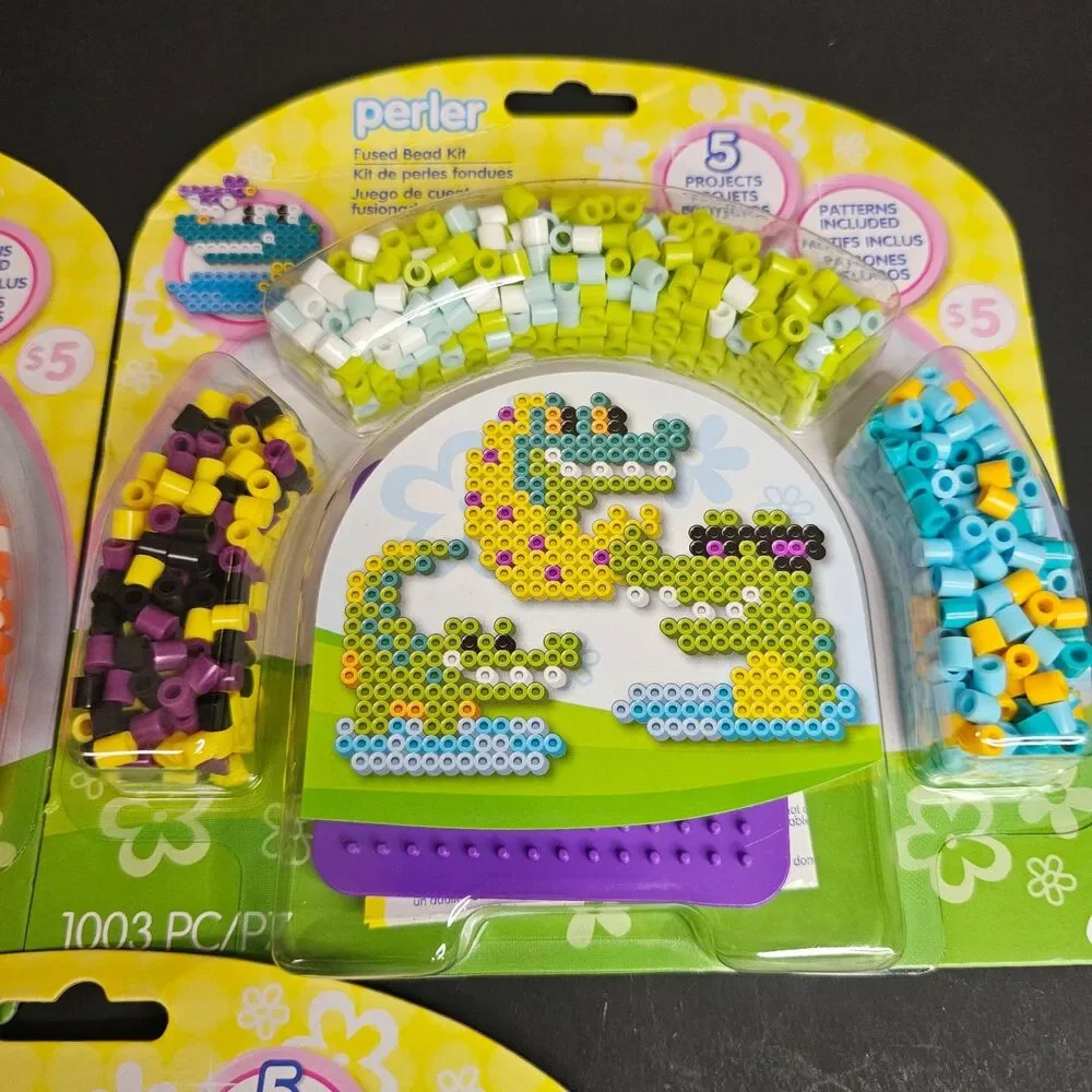 Lot 3 Perler Fused Beads Activity Kits 14 Projects Dinosaurs Monsters Alligators